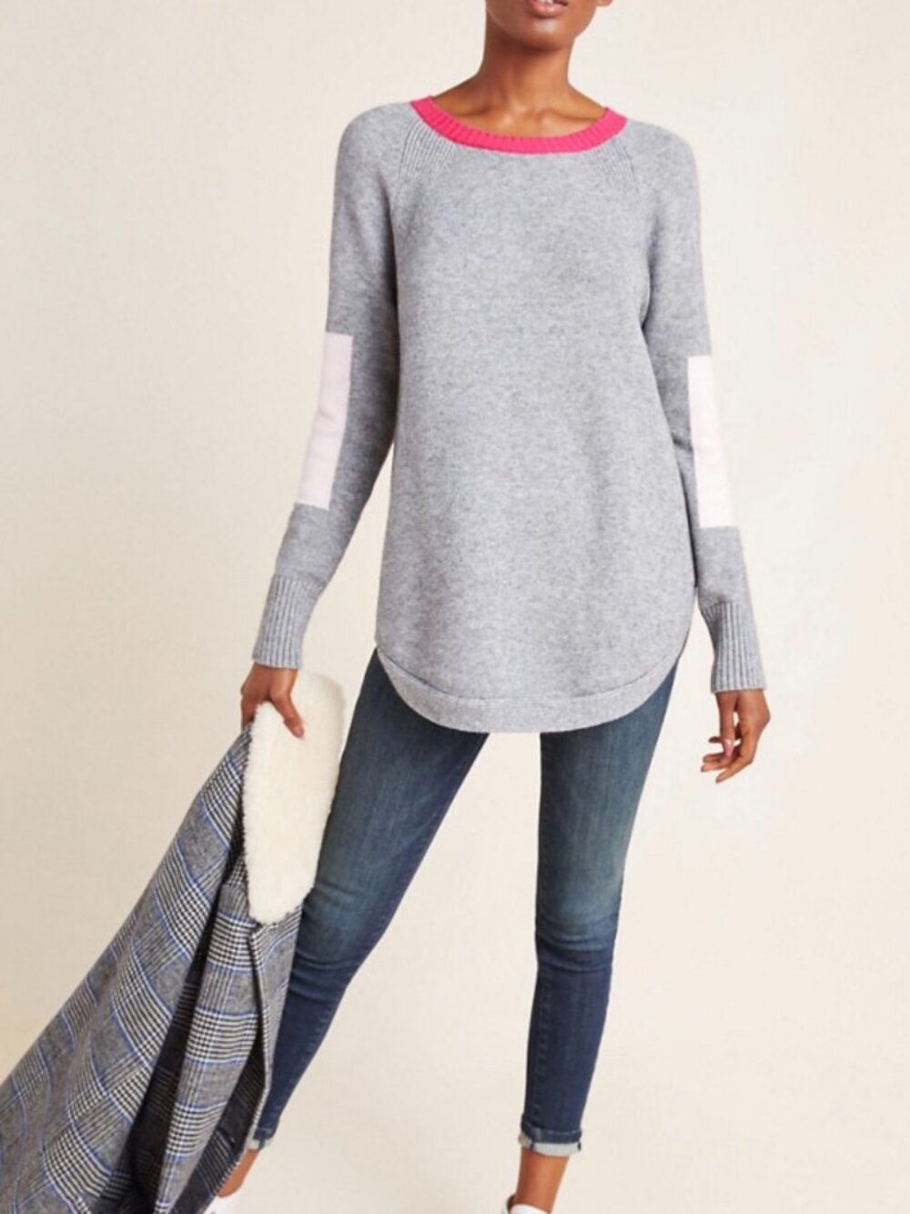 💗✨ NWOT - Anthropologie Rebekah Sweater Tunic Colorblock Grey - Medium